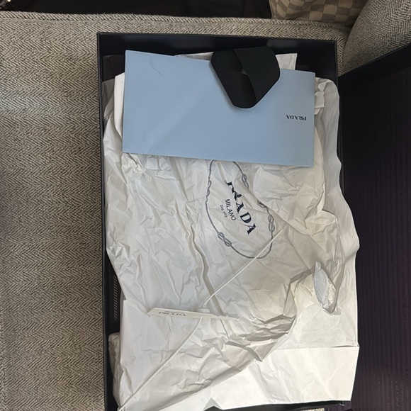 Prada Baltico Blue Vitello Phenix Double Zip Leather Crossbody,Color: Blue/Gold. - Picture 4 of 8